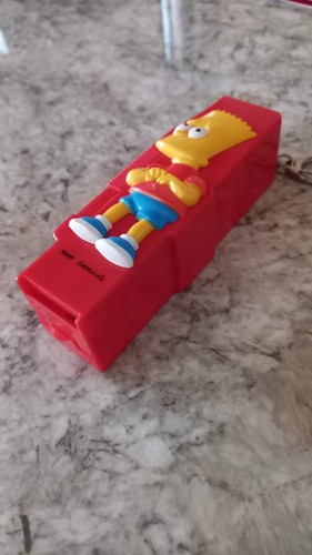 Vintage Simpsons Strip Chewing Gum Buddy Key Ring Chain Bart Wrigleys Dispenser - Picture 2 of 4