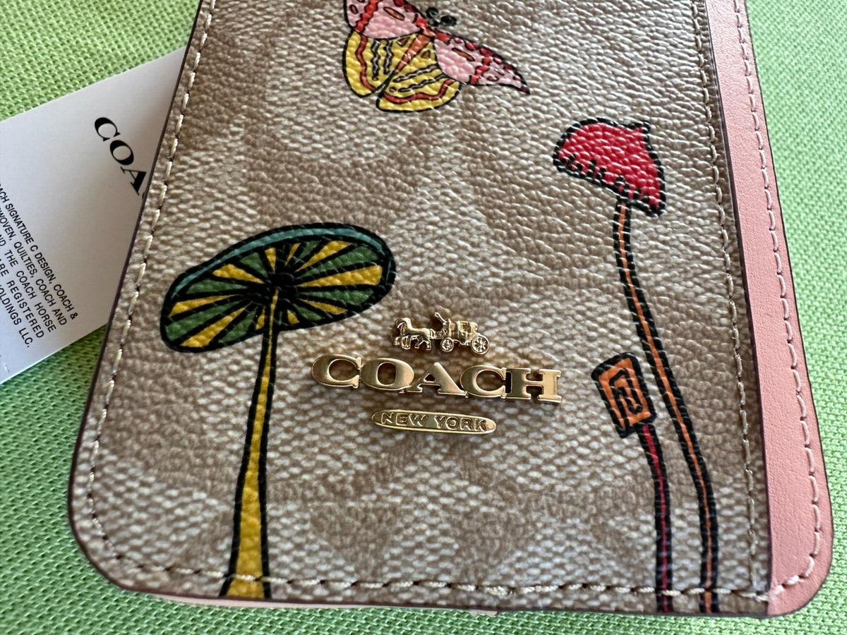 COACH X OBSERVED BY US ZIP CARD CASE:NWT LIGHT PINK/LIGHT KHAKI