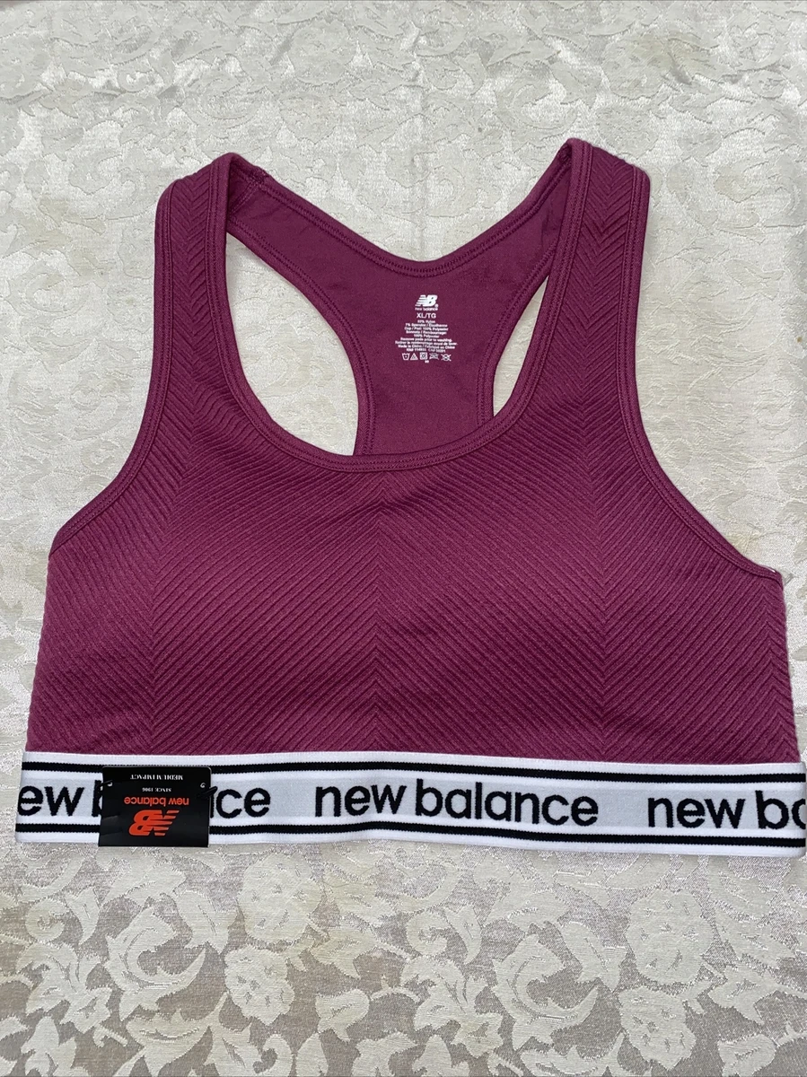 New Balance Medium Impact Sports Bra Peony/Black Style 111152 Size XL NEW