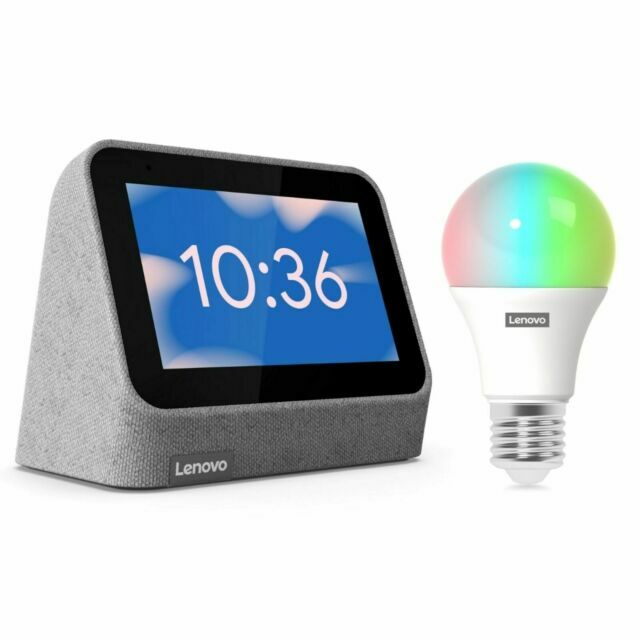 Lenovo 4“ Color Screen Gen 2 Smart Clock - Grey (with Color Smart Bulb)