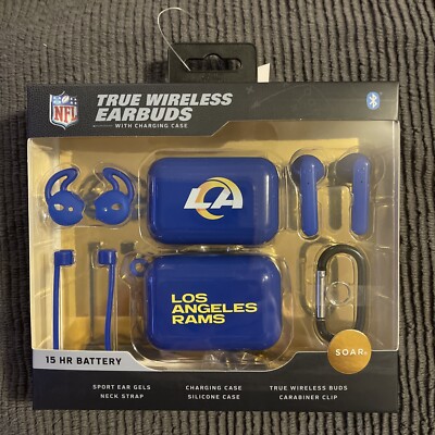 Los Ángeles Rams ~  Soar True Wireless Earbuds ~ Officially NFL Licensed w/ Case