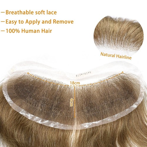Mens Frontal Hairline All Swiss Lace Forehead Hairpiece for Receding Hairline - Picture 13 of 22