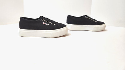 SUPERGA 2790 Black Canvas White Platform Casual Sneakers Shoes Women's 8 M