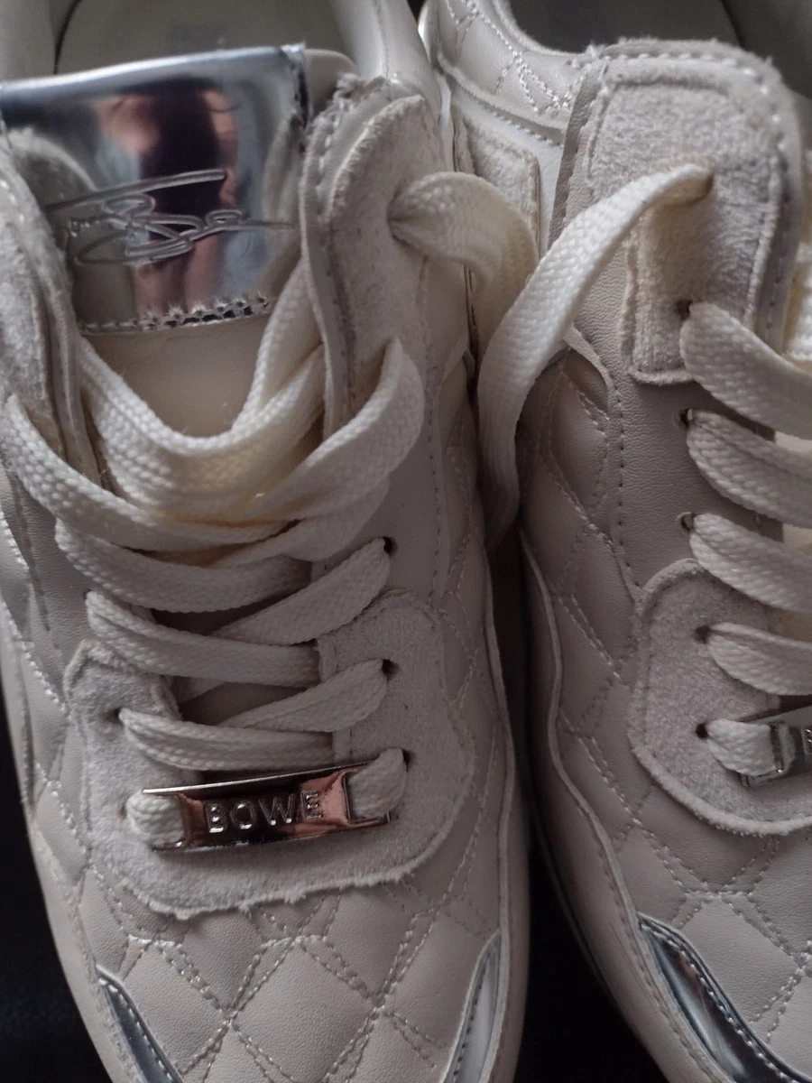 LLOYD PRYCE TOMMY BOWE COLLECTION TRAINERS. CREAM SILVER SPARKLE. UK 4 37