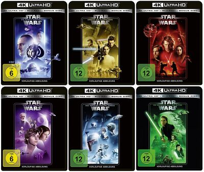 Star Wars: Episode 1+2+3+4+5+6 Set - 4K Ultra HD # 6-UHD+12-BLU-RAY-SET-NEU