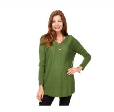 Bridge and Lord V Neck Curved Hem Merino Cashmere Knit Tunic