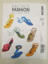 McCalls 6336 Shoe Decorations Pattern Fabric Ankle Wrap Flower Accessories UC FF