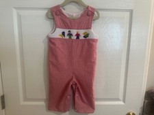 Barboteuse longue smock a dot enfant garçon taille 12 mois rouge smockée vichy