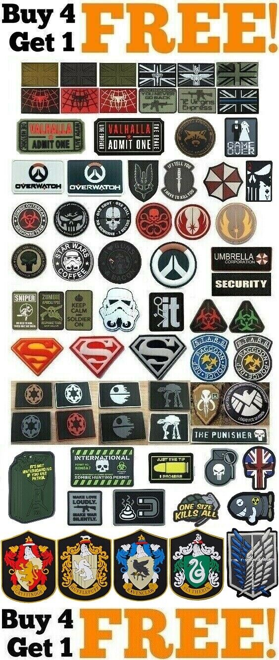 PVC Rubber Airsoft Paintball Military Tactical Patch Patches Badges Cosplay  UK!