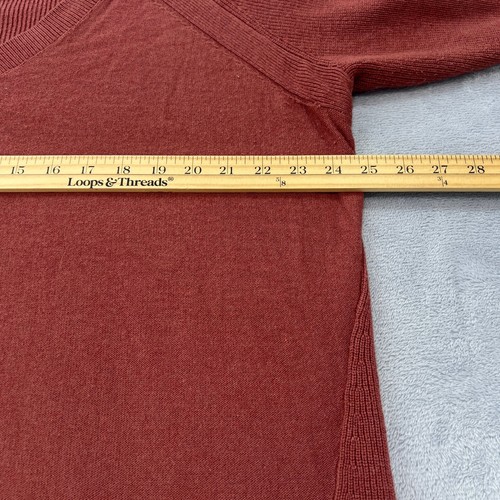 Lucky Brand V-Neck Sweater Cotton Cashmere Knit Pullover Casual Rosewood Large - Picture 7 of 9
