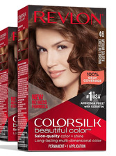 REVLON COLORSILK BEAUTIFUL COLOR - MEDIUM GOLDEN CHESTNUT BROWN 46 Pack of 2