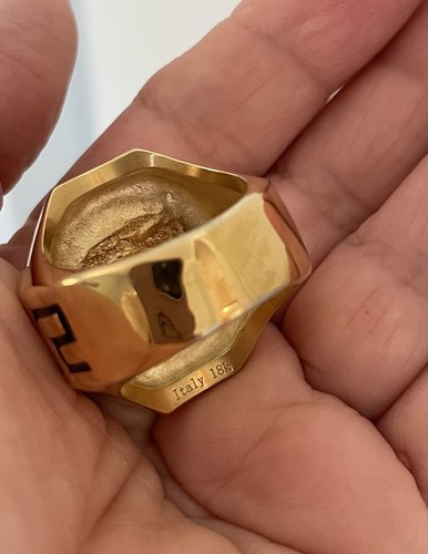 Engraved Italy18k Gold Filled Thick Heavy Big Medusa Men Ring Luxury 10 11 12 ( - Picture 2 of 8