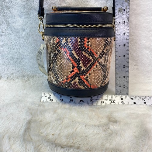 Y2K INC Bandolera Cubo Bolso de Mano Cartera Talla Única Marrón Multi Serpiente Estampado Cuero - Imagen 8 de 16