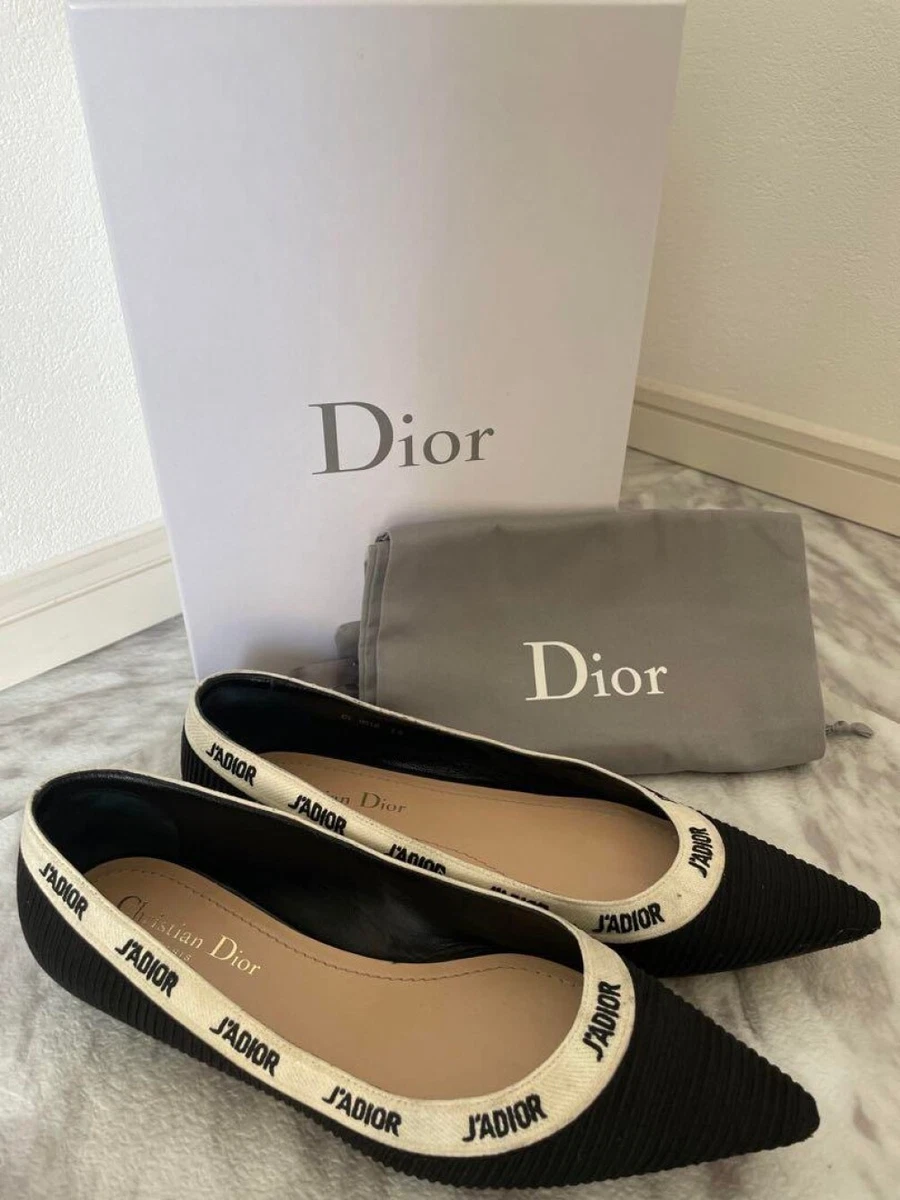 Christian Dior J’adior Pumps size 38 Black Flat Pointed Toe Boxed