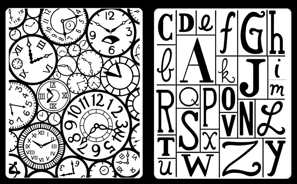 Sizzix Clocks & Block Print Emboss 2pk #657663 Retail $12.99 by Jen Long - Image 3 of 4