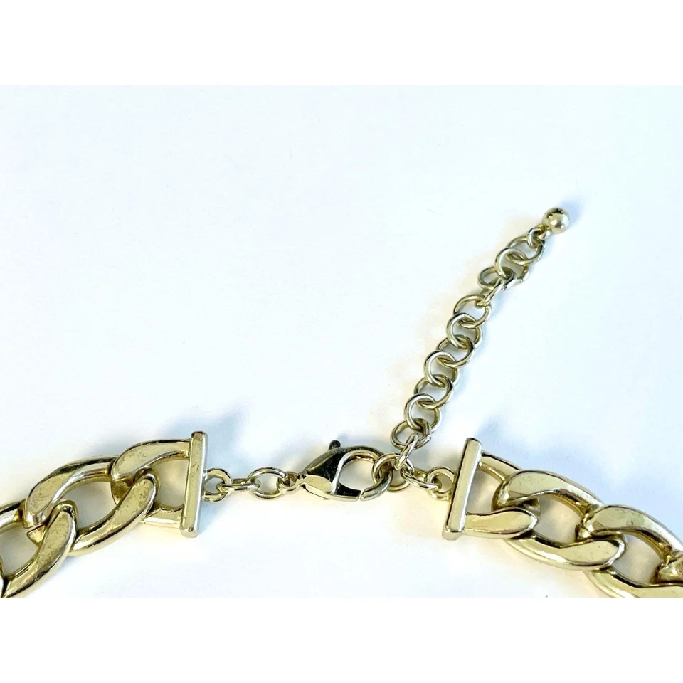 Gold Grobe Kette Halskette mit Strass Kreis Anhänger, Statement Schmuck - Bild 4 von 4