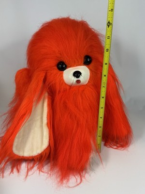 犬型オレンジマスコット Vintage BANDAI DOG Plush Orange Long Hair JAPAN Shih Tzu Vinyl