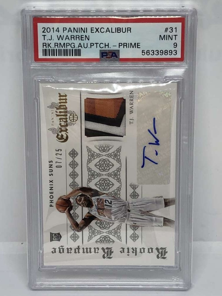 2014-15 Panini Excalibur Rookie Rampage Prime Patch Auto #31 T.J. Warren Phoenix