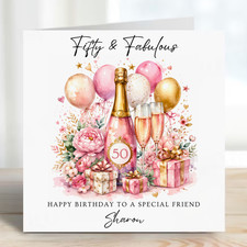 Personalised 50th Birthday Card Sister Friend Aunt Niece Cousin Mum Nan Gran 50