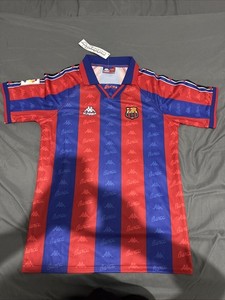 Maillot Vintage FC Barcelone 1995-1997 – Kappa, Taille S Adulte, Domicile