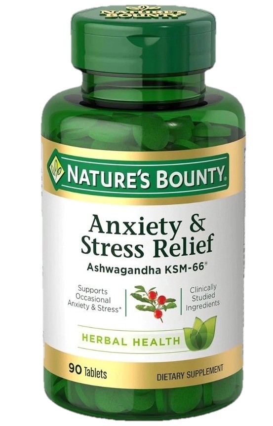 Nature's Bounty Anxiety & Stress Relief Ashwagandha KSM-66 Tablets 90ct exp 1/28