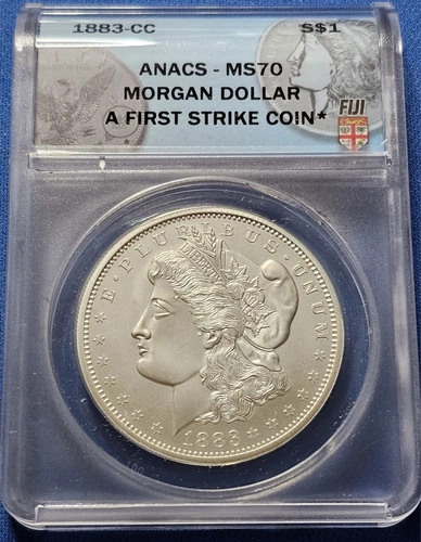 1883 MORGAN CC silver Dollar ANACS MS 70 FIRST STRIKE CARSON CITY FIJI MINT