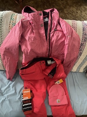 Womens Roxy Snowpants Ski Snowboard Pants Jacket Coat Pink size Small 32 socks