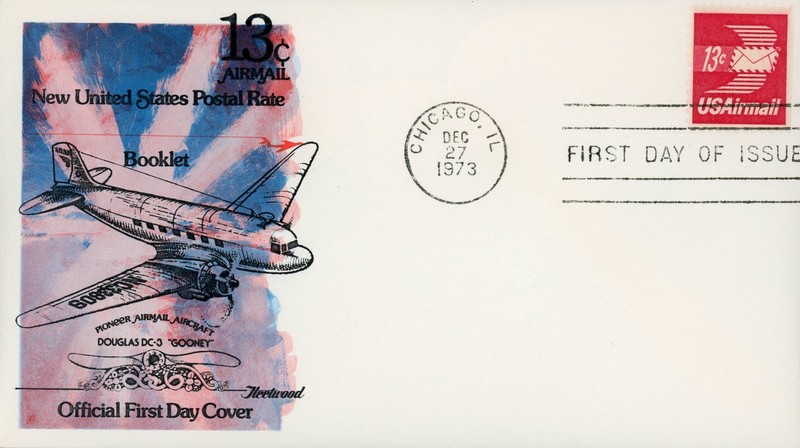 U.S. FIRST DAY COVER, 13 cent Airmail Booklet Stamp , Winged Lette, Scott #C79