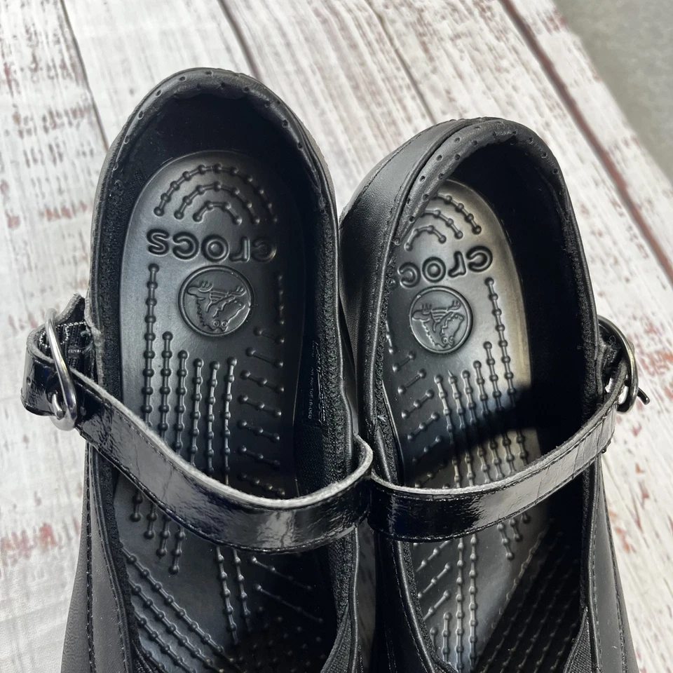 Crocs Mary Jane Shoes Womens 5 W Shayna Wedge Black Rare EUC - Image 4 of 4