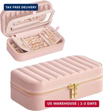 SONGMICS HOME Travel Jewelry Case, Travel Jewelry Box Organizer with Mirror, 4.1