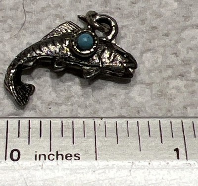 925 Sterling Silver Salmon Trout Fish Charm, River, Fishing Estes Park