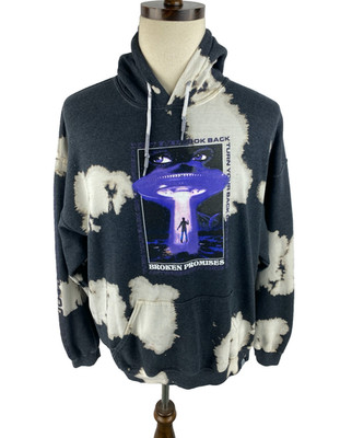 Broken Promises XL Don't Ever Look Back Alien UFO Hoodie Tie Dye Pullover Hoodie