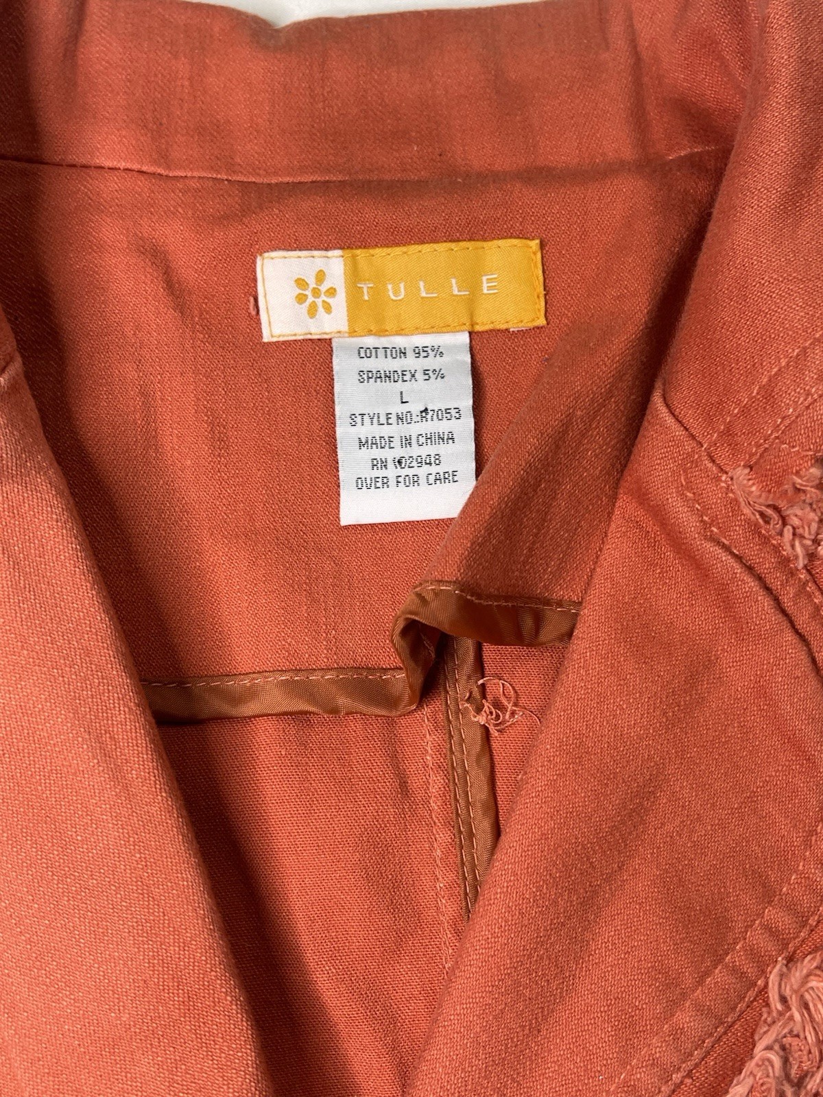 Tulle Womens Rust Fringe Trim Jacket Button Front… - image 4