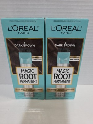 2 L'Oreal Magic Root Permanent 10 Minute Hair Root Coloring Kit #4 Dark Brown 