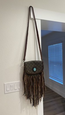 Louis Vuitton Monogram Boho Fringe Turquoise Accent Women's Brown Shoulder Bag