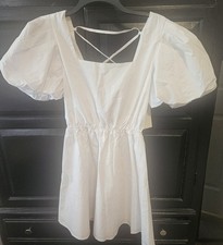 NEW NA-KD White lacing, open Back cotton Mini Dress EU 36 US 4 NWT