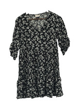 Universal Thread Black White Floral V-neck Short Sleeve Dress S Cottagecore