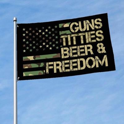 Guns Beer & Freedom Beer Flags Patriotic Funny Flag Humorous