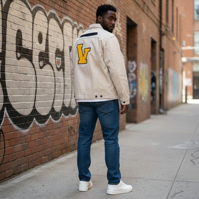 #ad minimal beige chore coat jacket V back streetwear workwear fit M $45.00