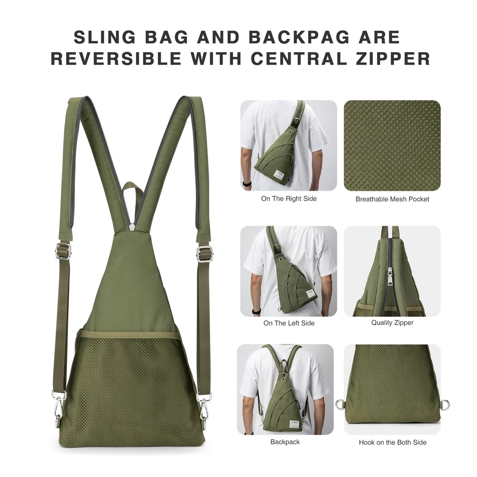 Sling-Rucksack Umhängetasche Brusttasche Tagesrucksack Leicht Wasserabweisend... - Bild 3 von 4