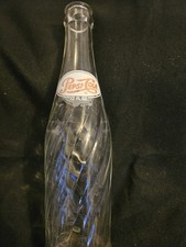1960's Pepsi Cola 12 Fl. Oz. Swirl Glass Bottle  W/ Dual White Oval Label  Empty