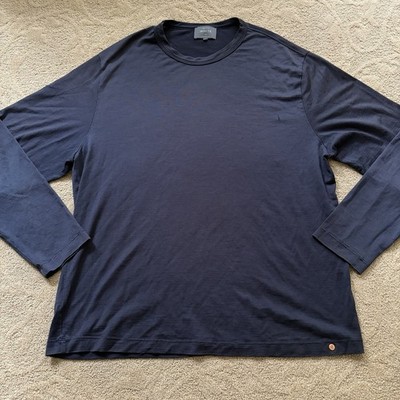 Private White VC Men s Long Sleeve Navy T-Shirt Made In England Extra Large FLAW
