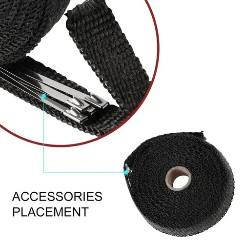 Fiberglass Thermal Tape 5m/Roll Exhaust Pipe Heat Insulation Self-adhesive Wrap - Picture 13 of 24