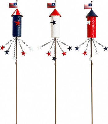 3 Pack Patriotic 4Th of July Decorations Outdoor,23.6  Metal Americana Firework