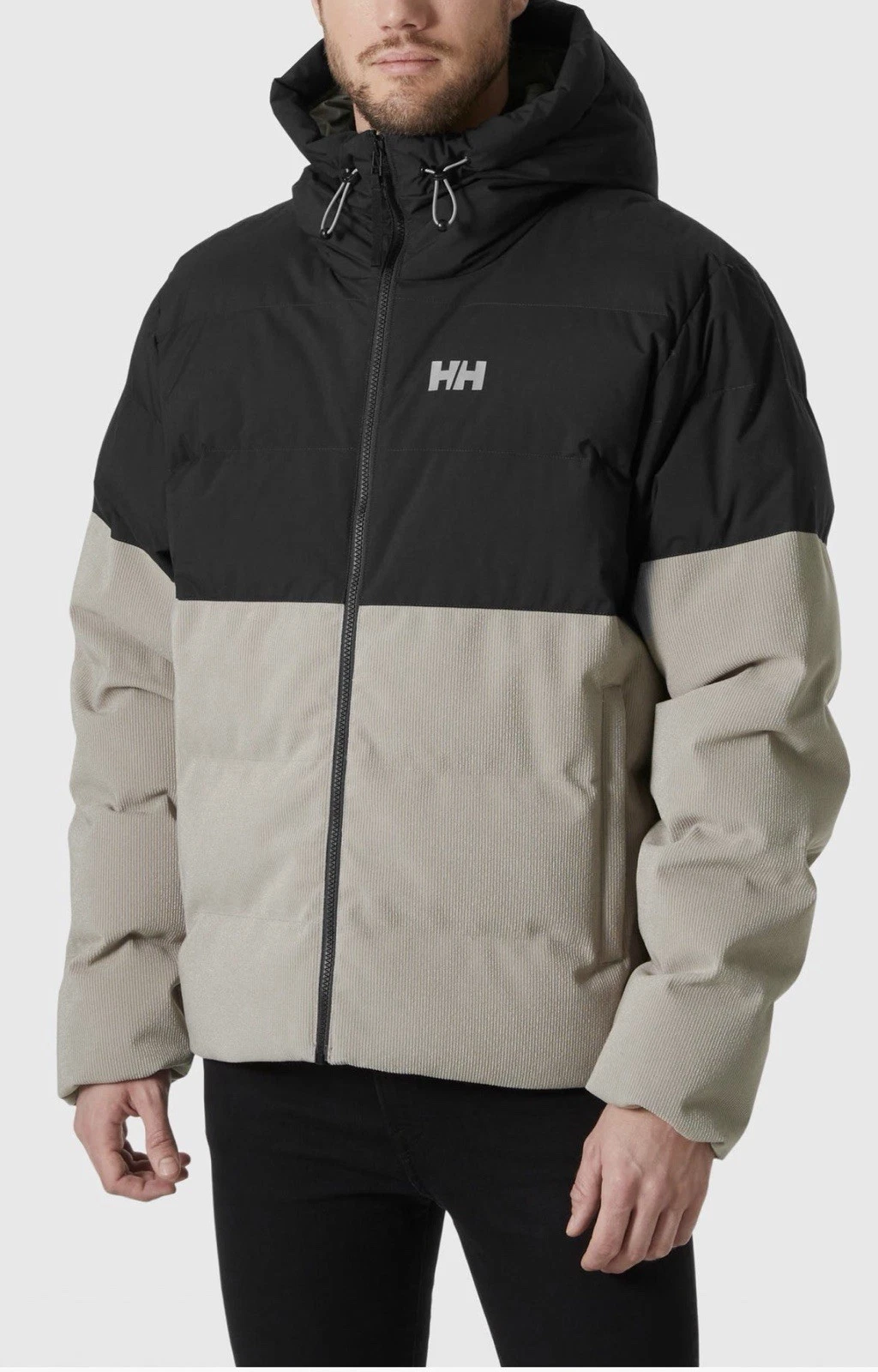 Helly Hansen Oslo Hooded Colorblock Puffer JacketCoat Black Gray Small M