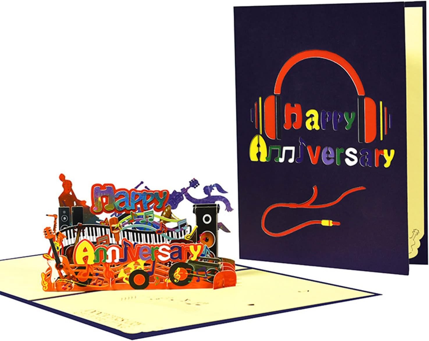 Music Party 3D Pop Up Anniversary Card with Personalized Numbers