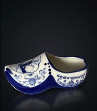 Delft Blue Ceramic Clog Ornament Hand Painted Windmill Figurine Dutch Pottery