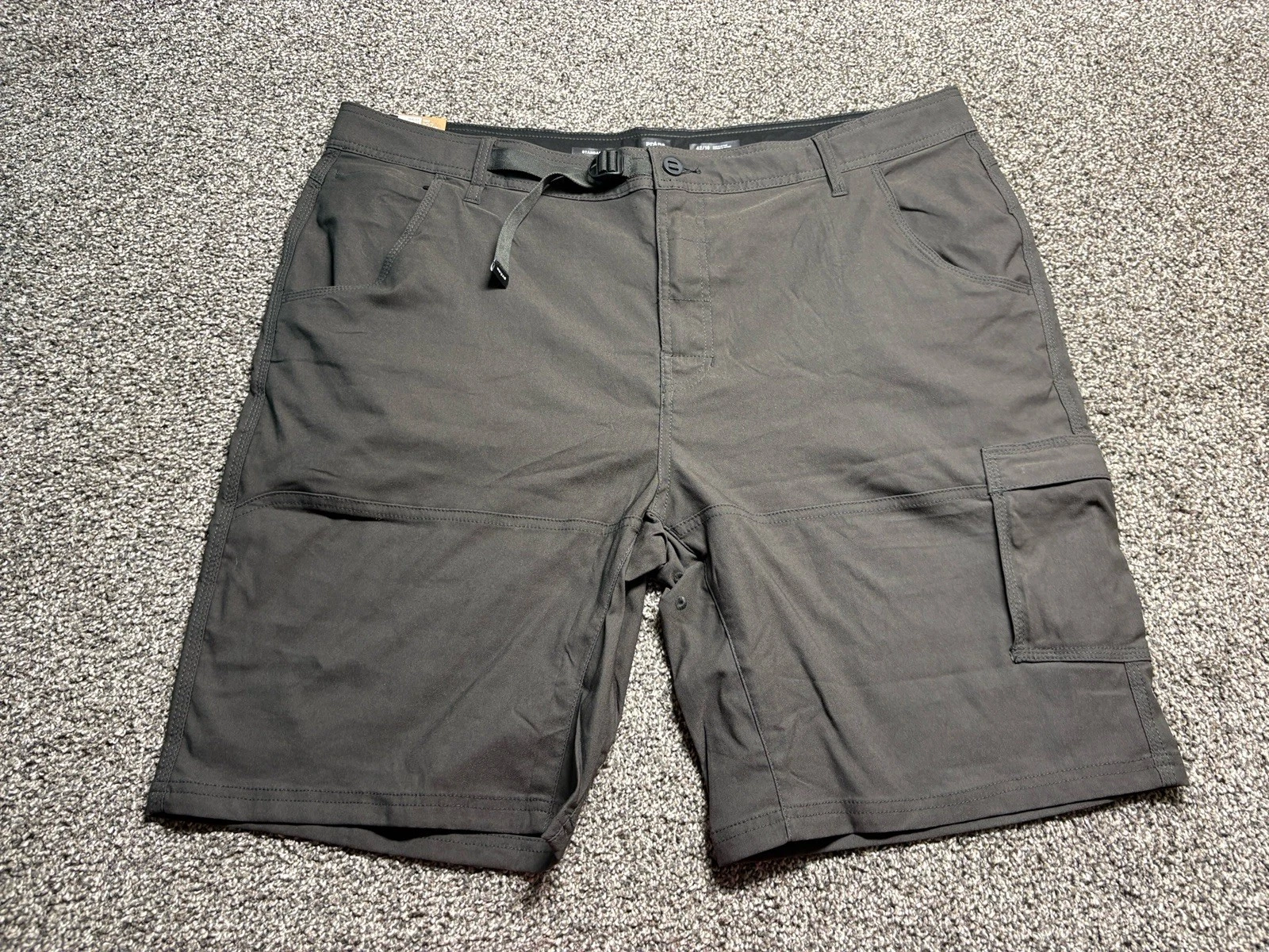 prAna Zion Shorts Mens 42 Dark Gray Stretch Cargo Shorts Belt NEW NWT