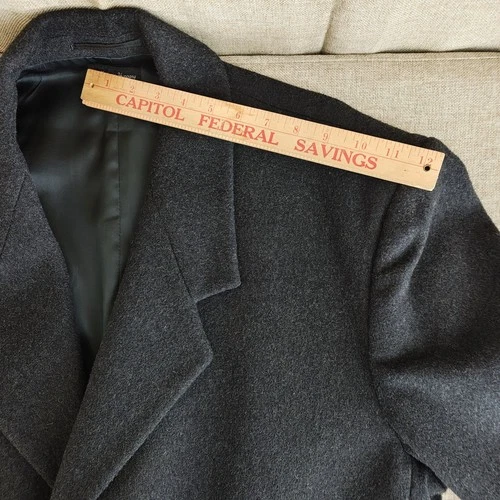 Vintage 90s Stafford Mens 100% Wool Overcoat Size 50L Charcoal Single-Breasted image 11