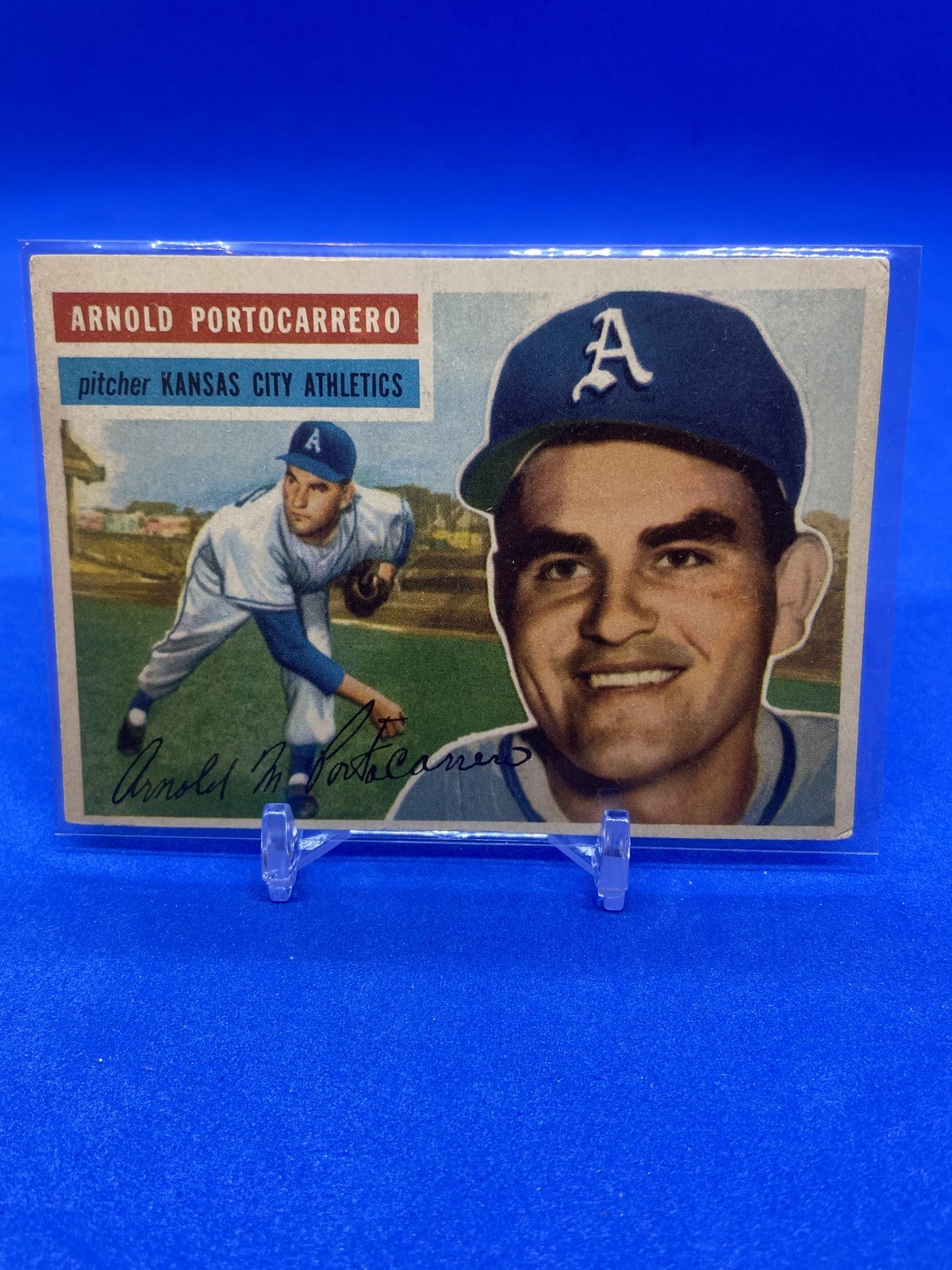 1956 Topps #53 Arnold Portocarrero EX Kansas City Athletics White Back (a)